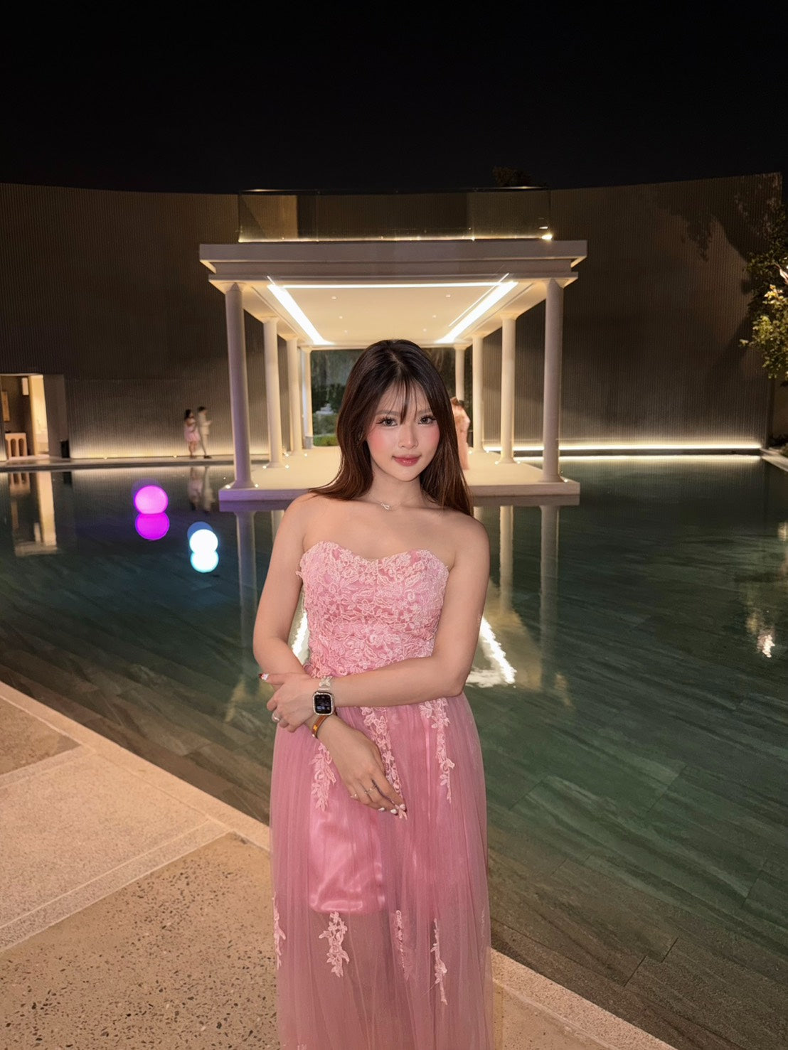 ชุดราตรีสีชมพูหวาน | Pink Evening Dress for Airline Crew Event