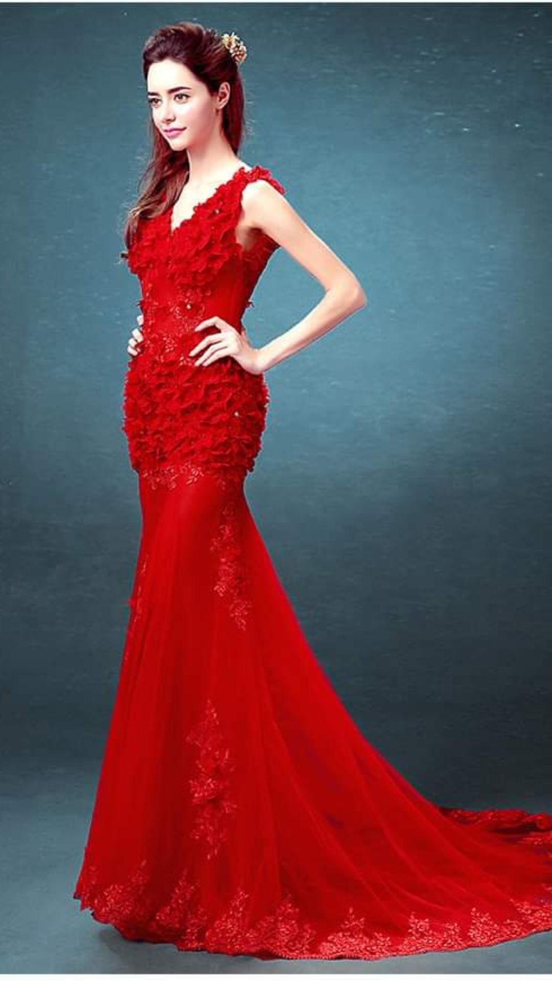 Red Mermaid Gown / ชุดราตรียาวทรงหางปลาแดง