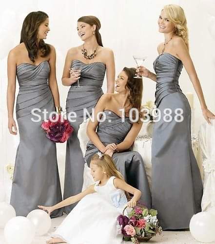 Gray Strapless Bridesmaid Dress