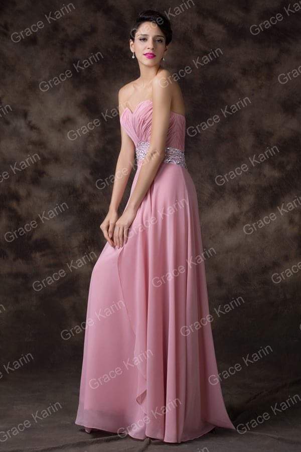 Pink Chiffon Sweetheart Gown