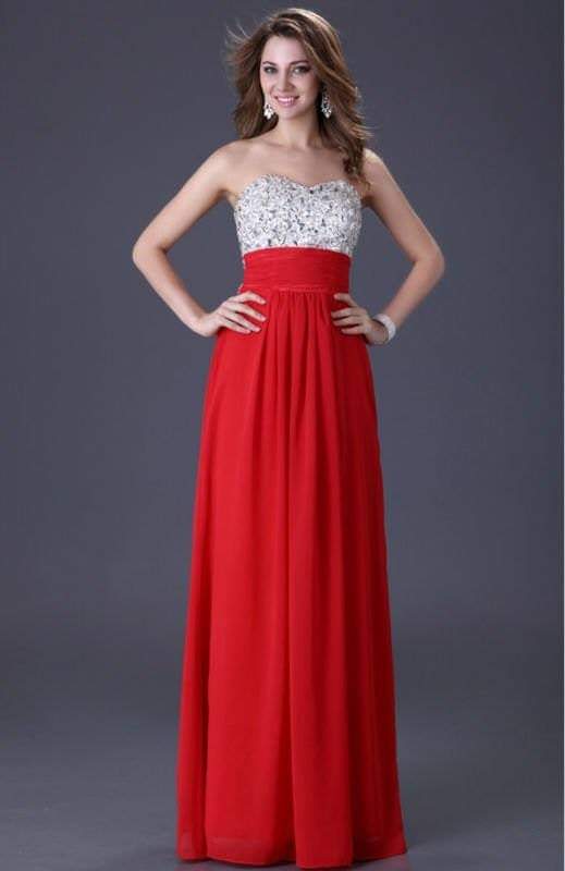 Red Strapless Crystal Gown | Red Strapless Crystal Gown