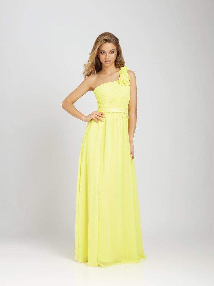 Yellow One-Shoulder Floral Gown | Yellow one-shoulder floral gown