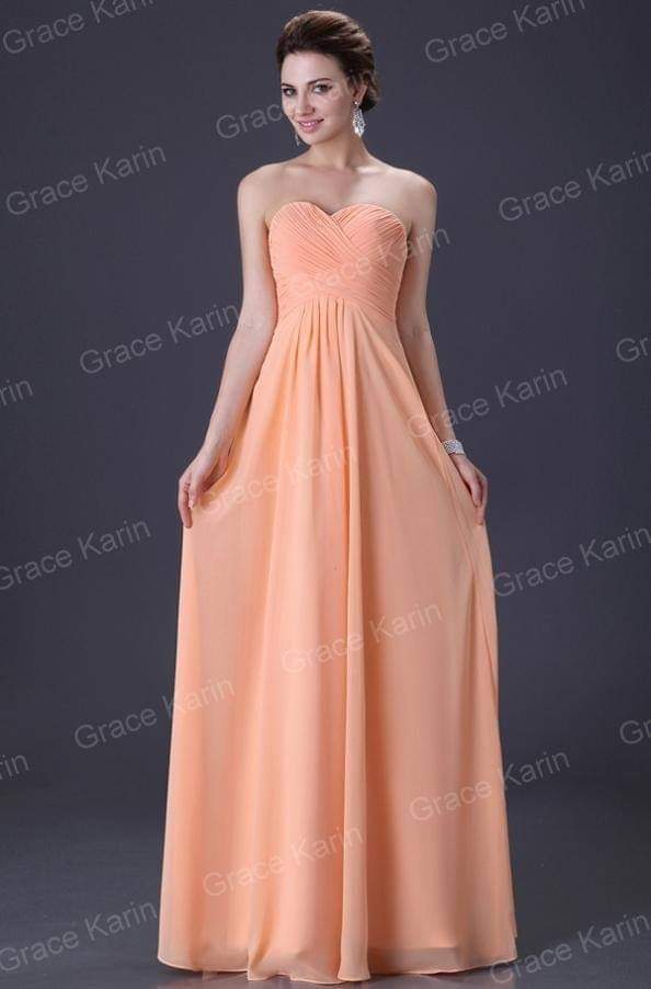 Peach Sweetheart Strapless Gown | Peach sweetheart strapless gown