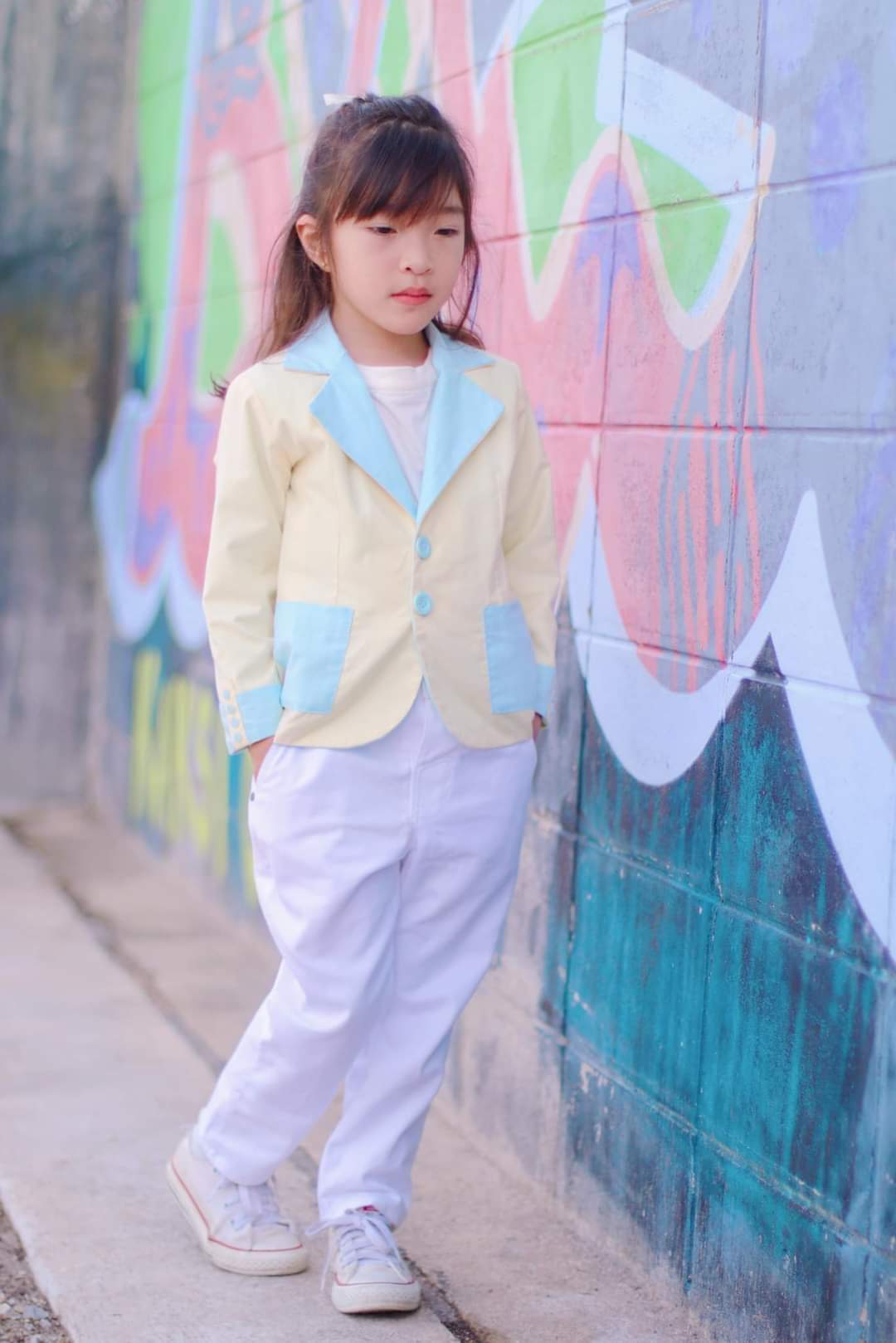 ชุดสูทเด็ก สีฟ้าอ่อนตัดขาว (ให้เช่า)