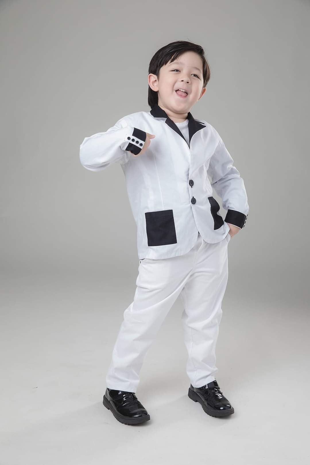 Reversible Kids Suit - Black & White + White Pants