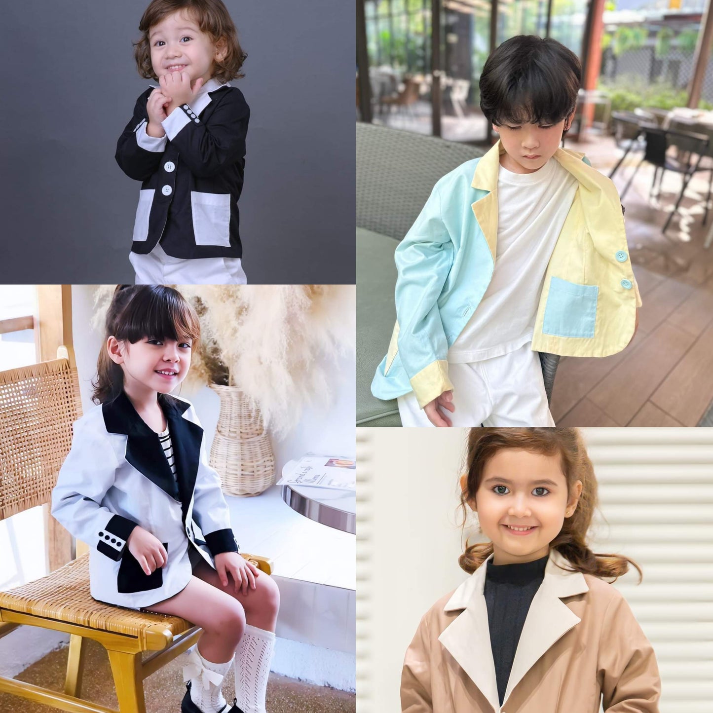 Reversible Kids Suit - Black & White + White Pants