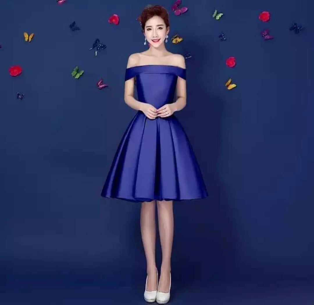 Dark blue off-shoulder short dress
