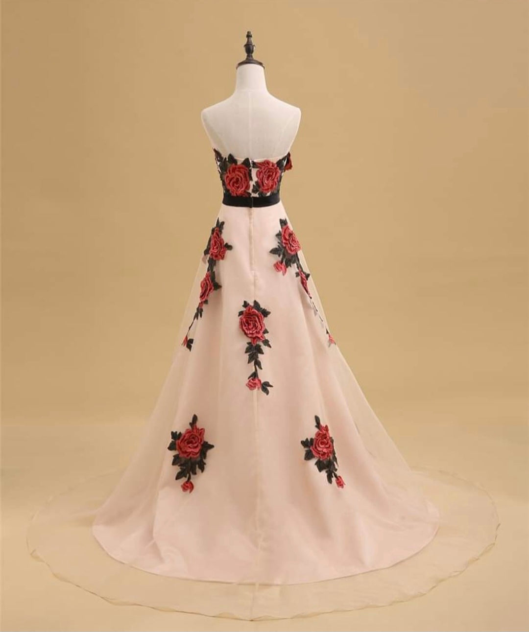 Rose Embroidered Nude Gown