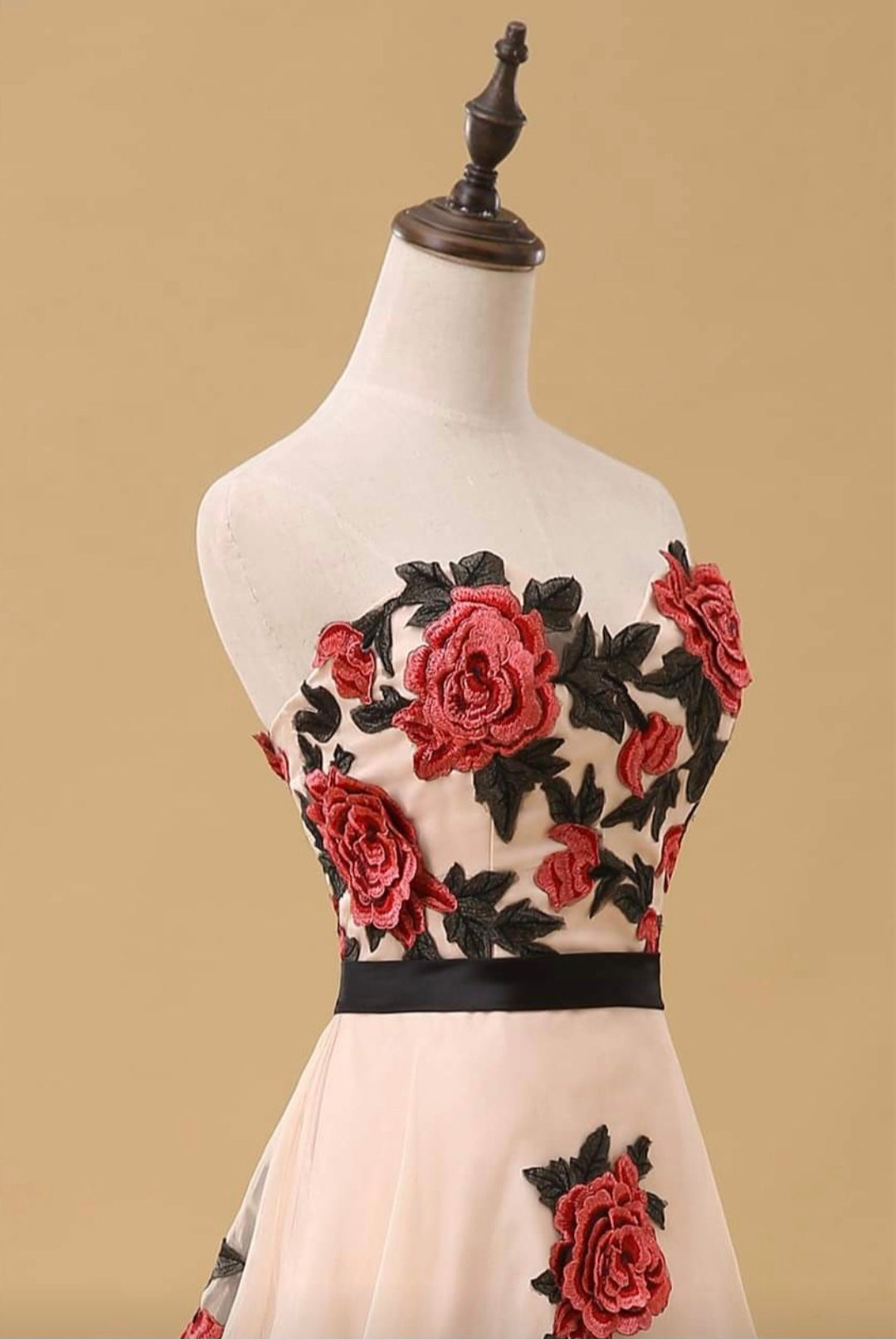 Rose Embroidered Nude Gown