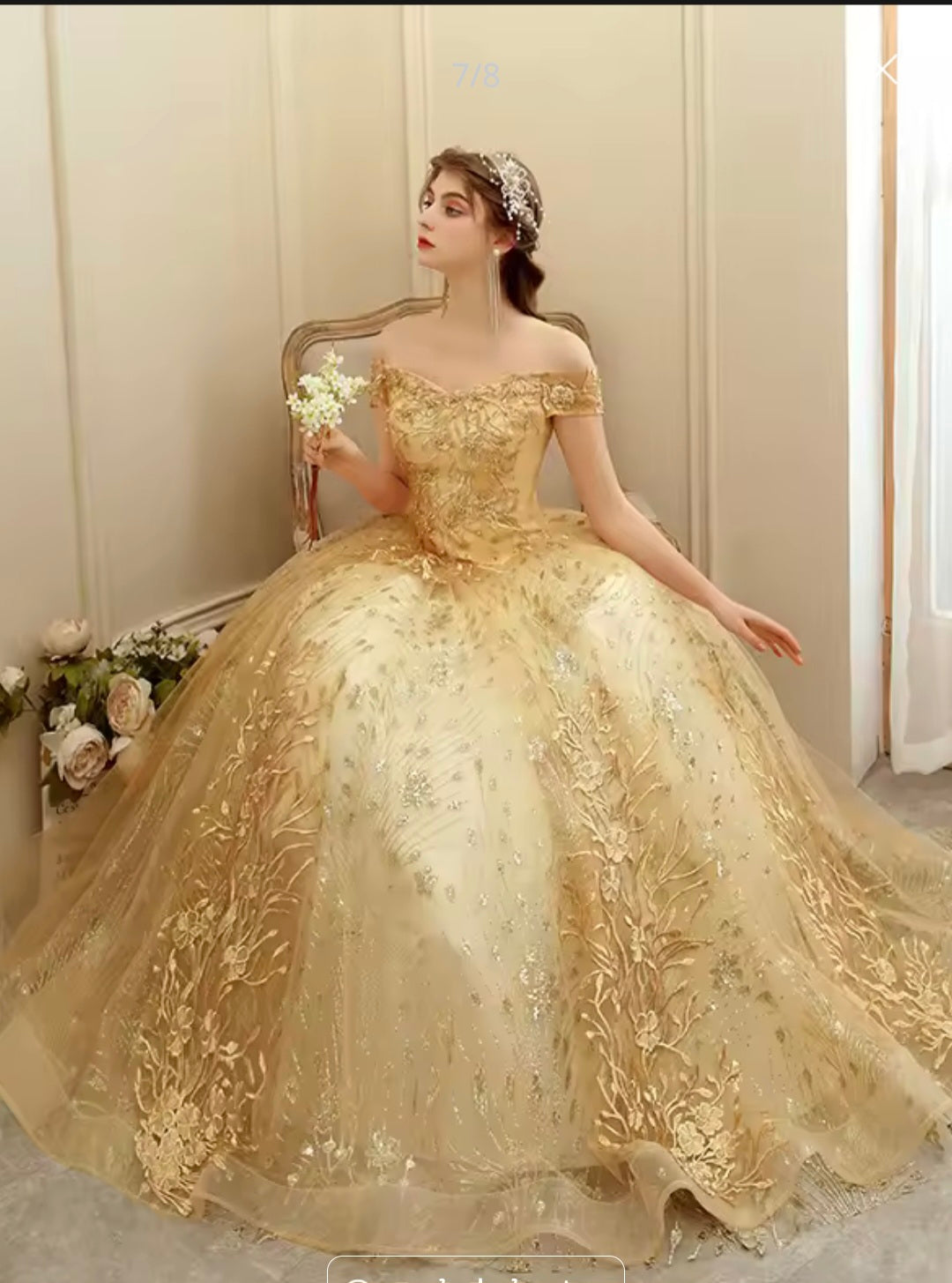 Golden Floral Ball Gown