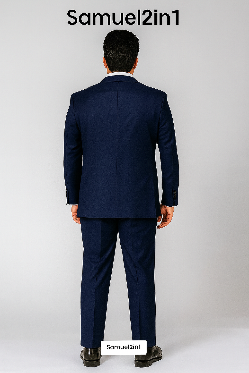 สูทเช่าตัดใหม่ สีกรม ไซส์ใหญ่ 3XL–6XL – คอปกซาติน Navy Plus-Size Suit (3XL–6XL) with Satin Lapel