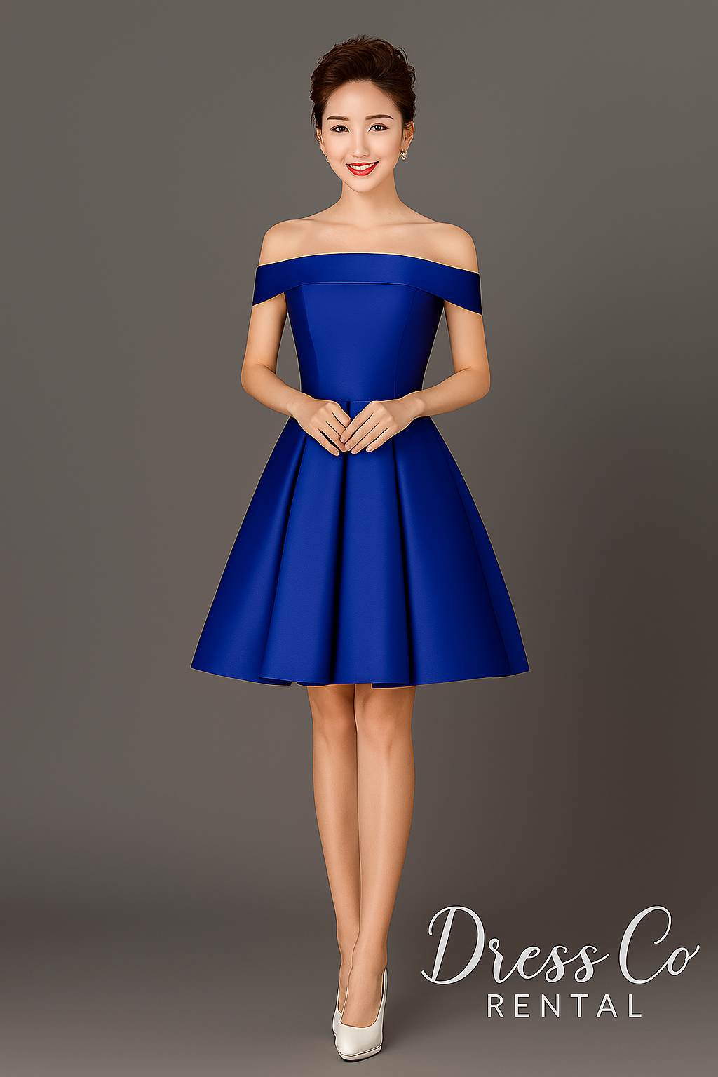 Dark blue off-shoulder short dress