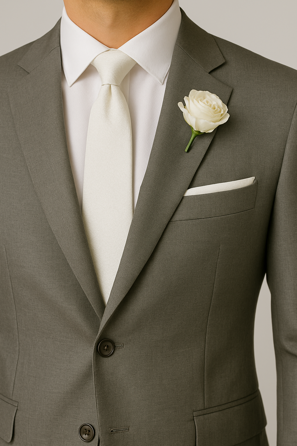 สูทเจ้าบ่าวเช่าตัดใหม่ สีเทาเข้มทรงหรู | Classic Grey Groom Suit for Rent