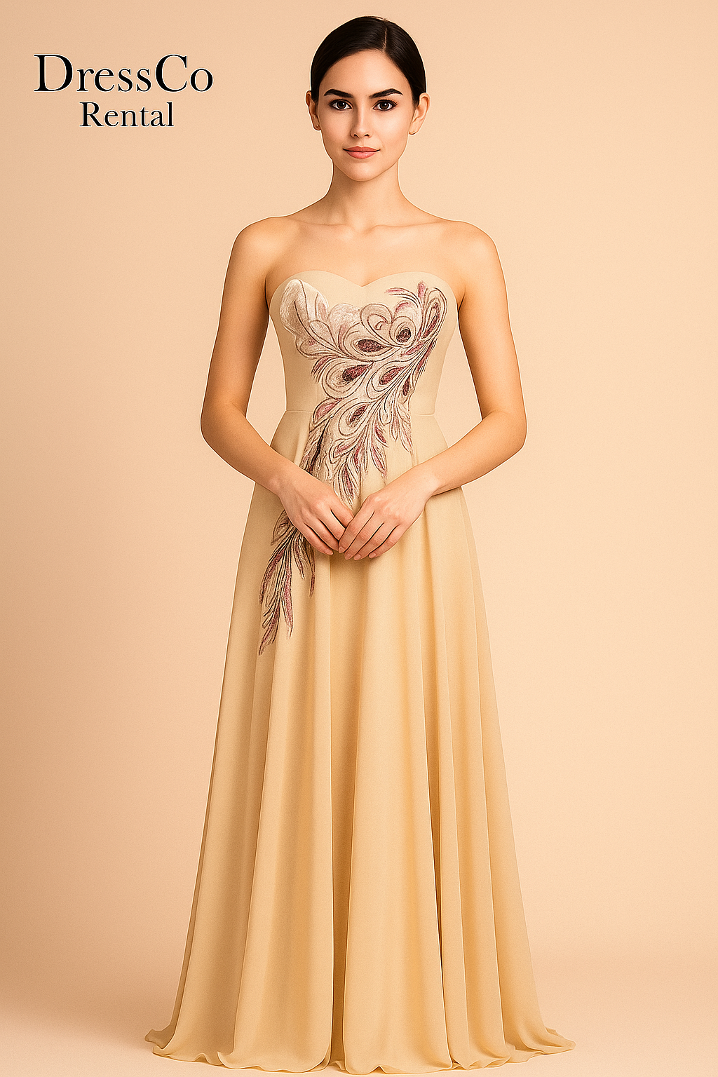 Grace Karin Peacock Print Evening Dress