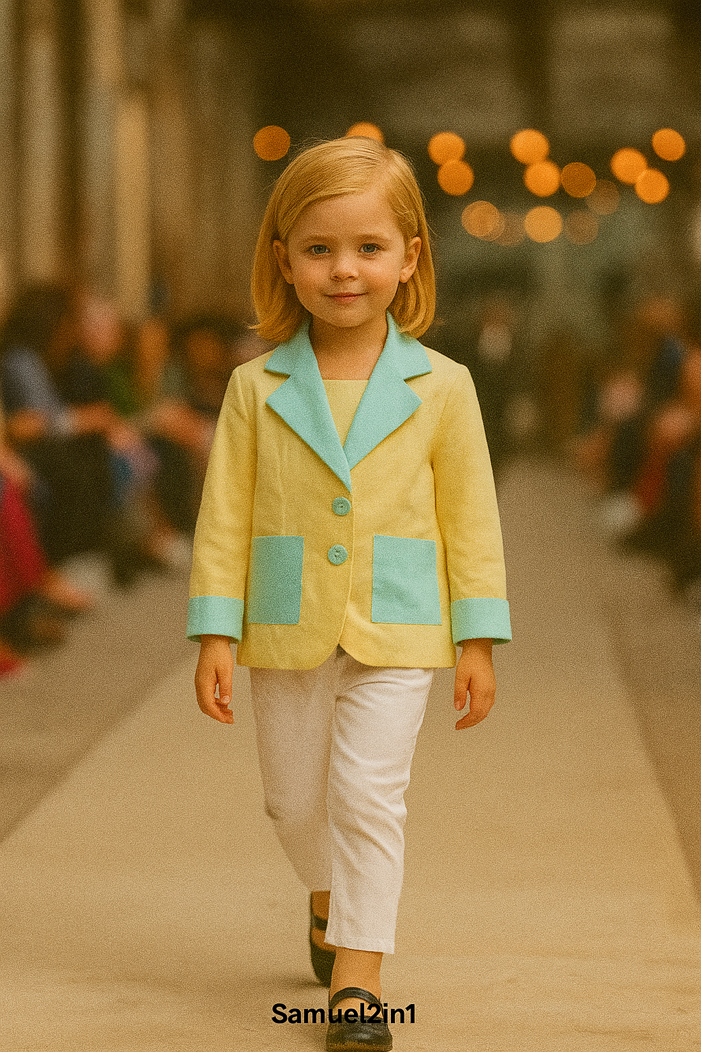 子供用スーツ、水色に白の縁取り(レンタル)