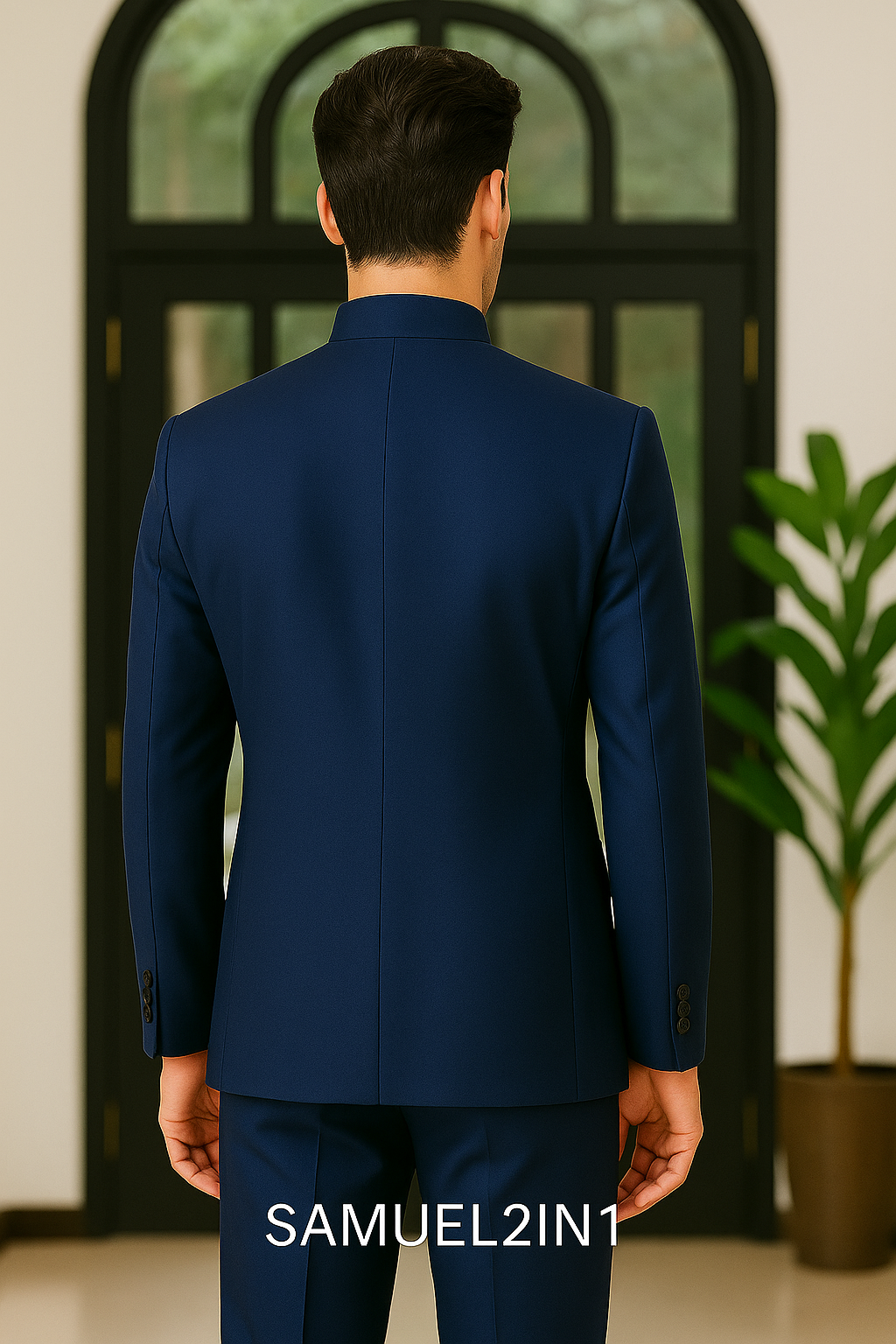 Samuel2in1 Navy Blue Suit - Chinese Collar