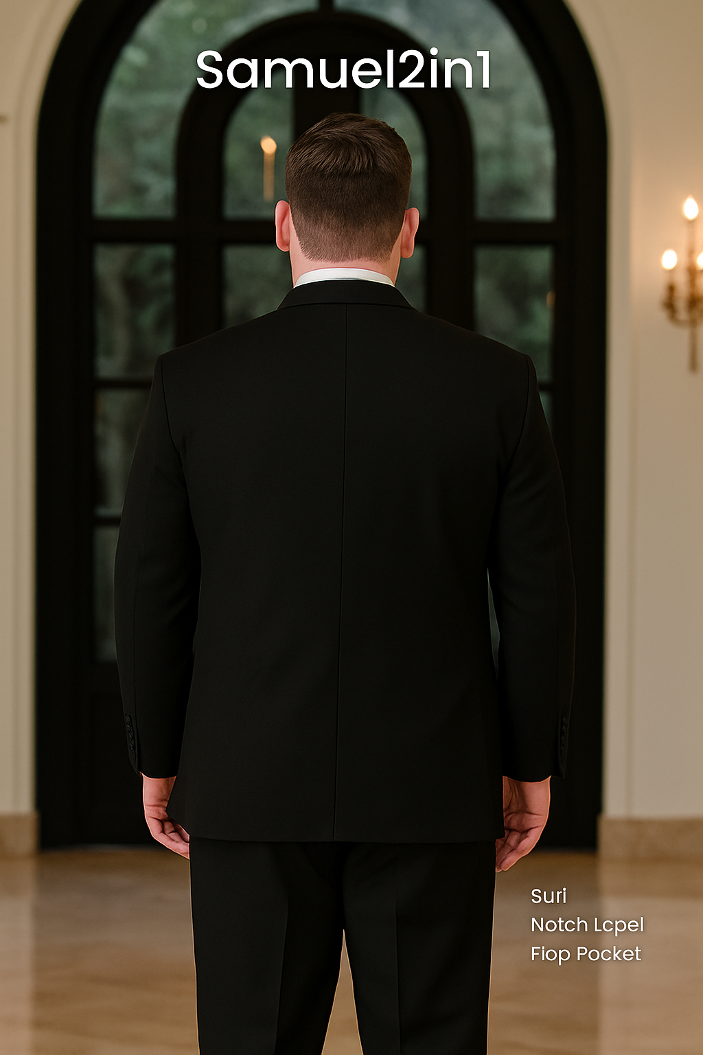 สูทเช่าตัดใหม่ สีดำ ไซส์ใหญ่ (3XL–6XL) Plus Size Made-to-Rent Suit – Black (3XL–6XL)