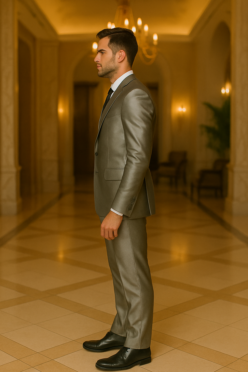 Metallic Gray Slim Suit