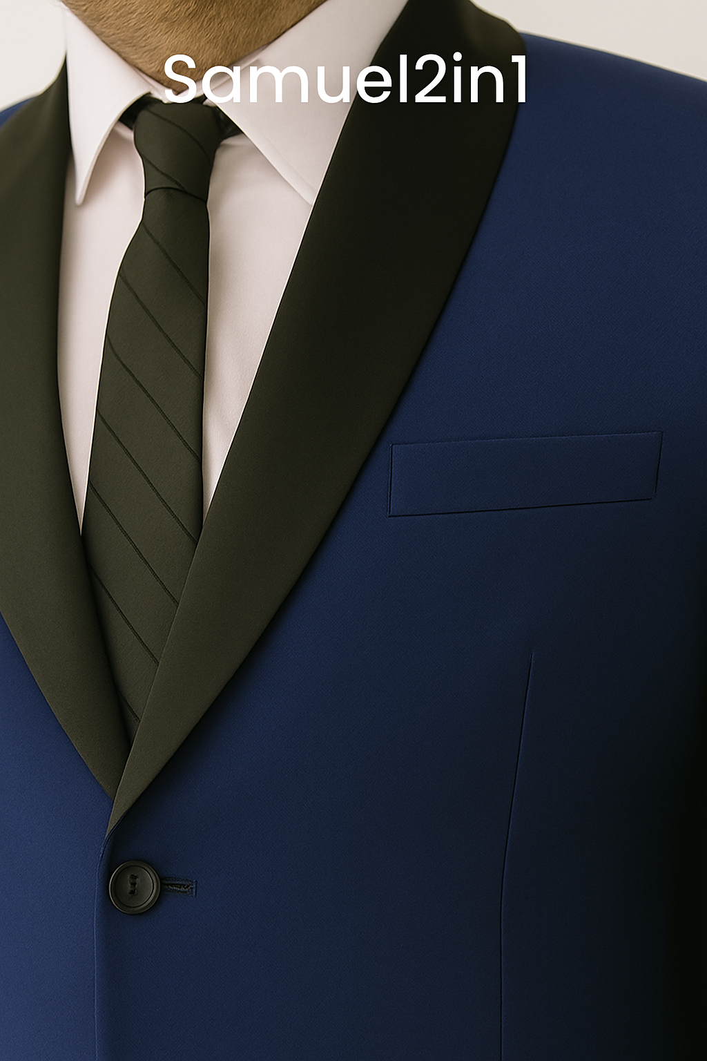 สูทเช่าตัดใหม่ สีกรม ทรงเข้ารูป (คอปกหรู) ไซส์ S–XL Navy Blue Formal Suit – Slim Fit (Peak Lapel)