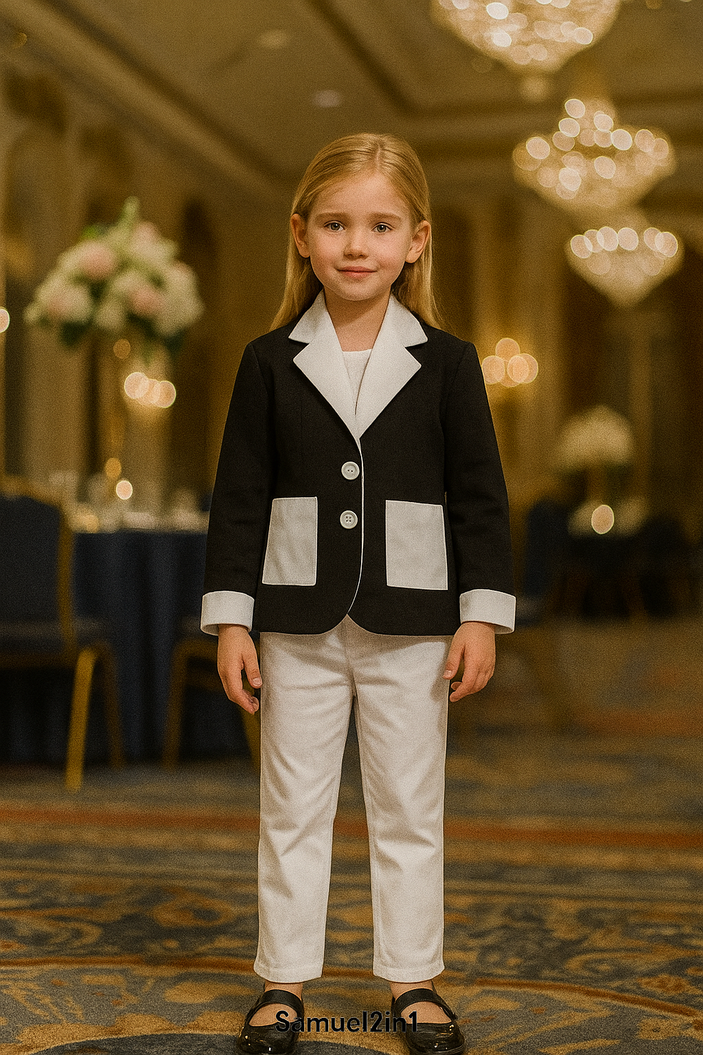 Kids Suit Rental - Black & White (Age 10-12)
