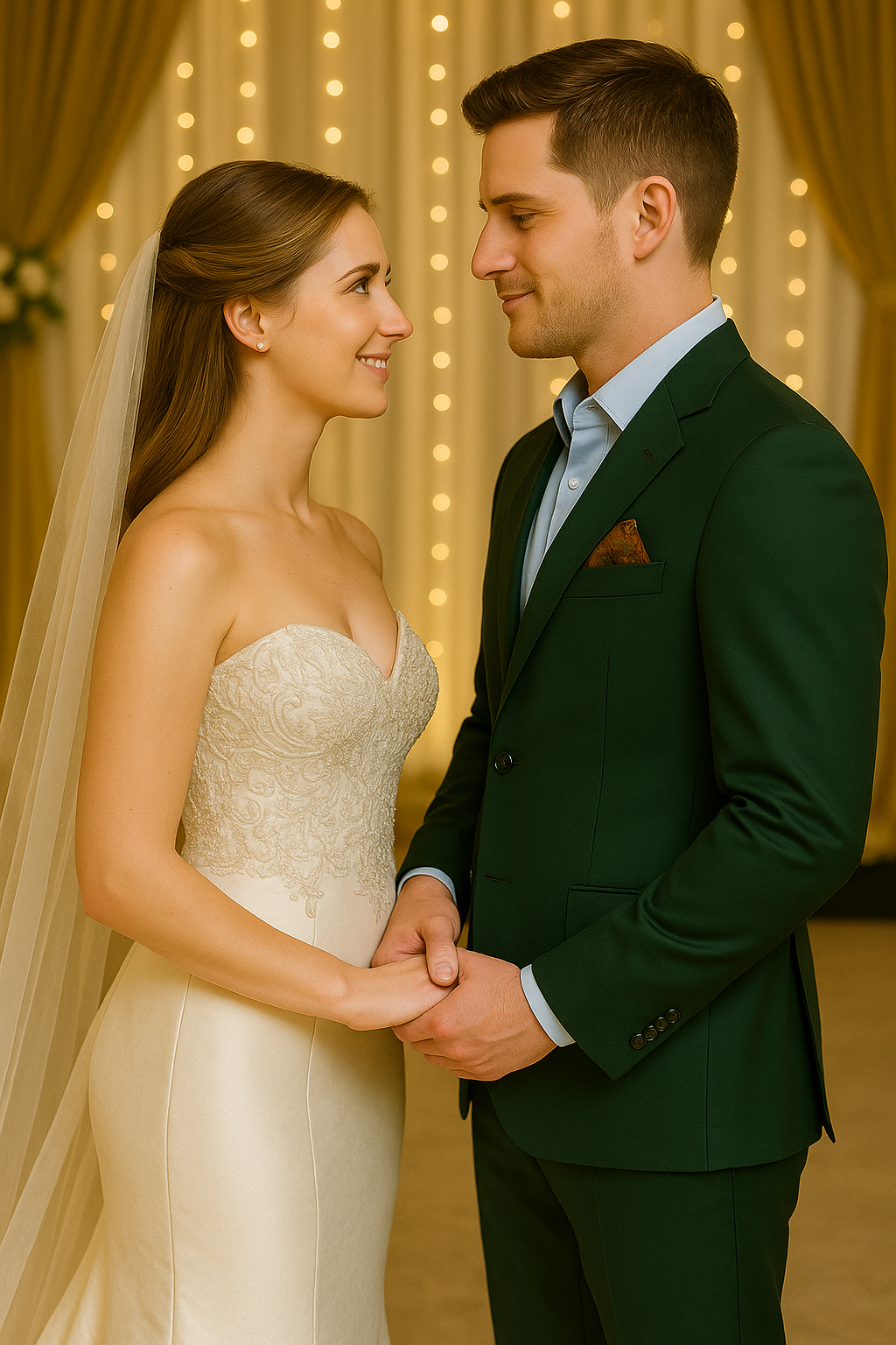 สูทเจ้าบ่าวเช่าตัดใหม่ สีเขียวเข้มทรงหรู | Emerald Green Groom Suit for Rent