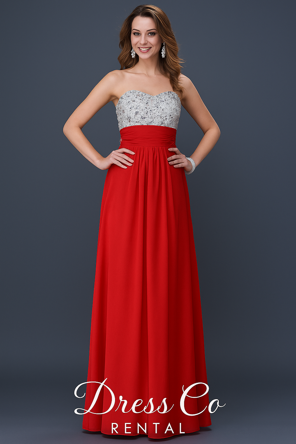 Red Strapless Crystal Gown | Red Strapless Crystal Gown