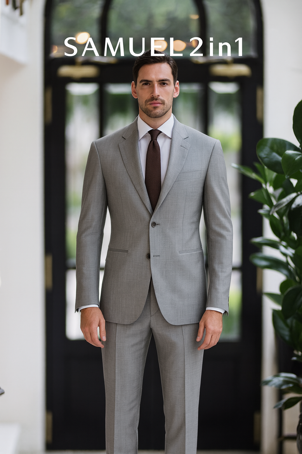 Gray Slim 3-Piece Suit with Vest