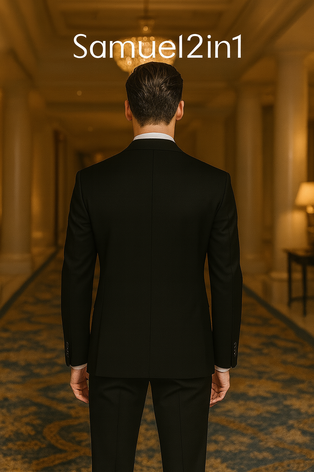 Double-Breasted Black Tuxedo with Satin Lapel