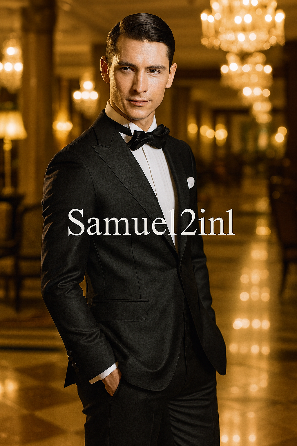 Slim Black Business Suit with Tie