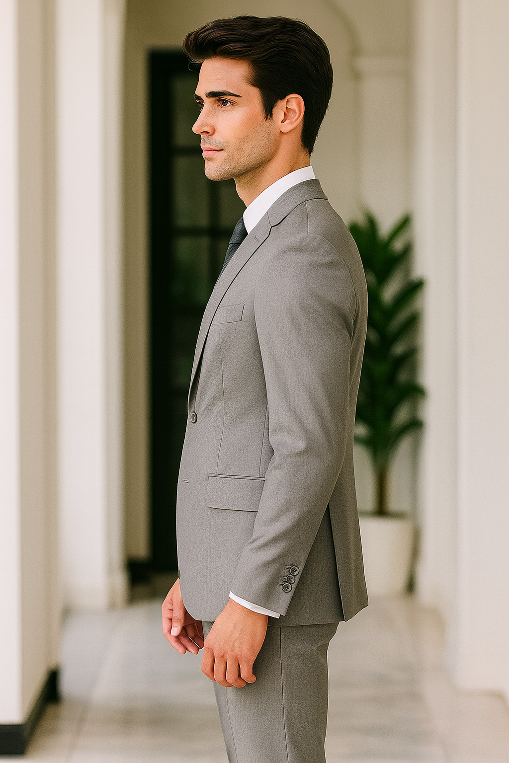 Elegant grey suit with peak lapel | Grey Suit - Peak Lapel