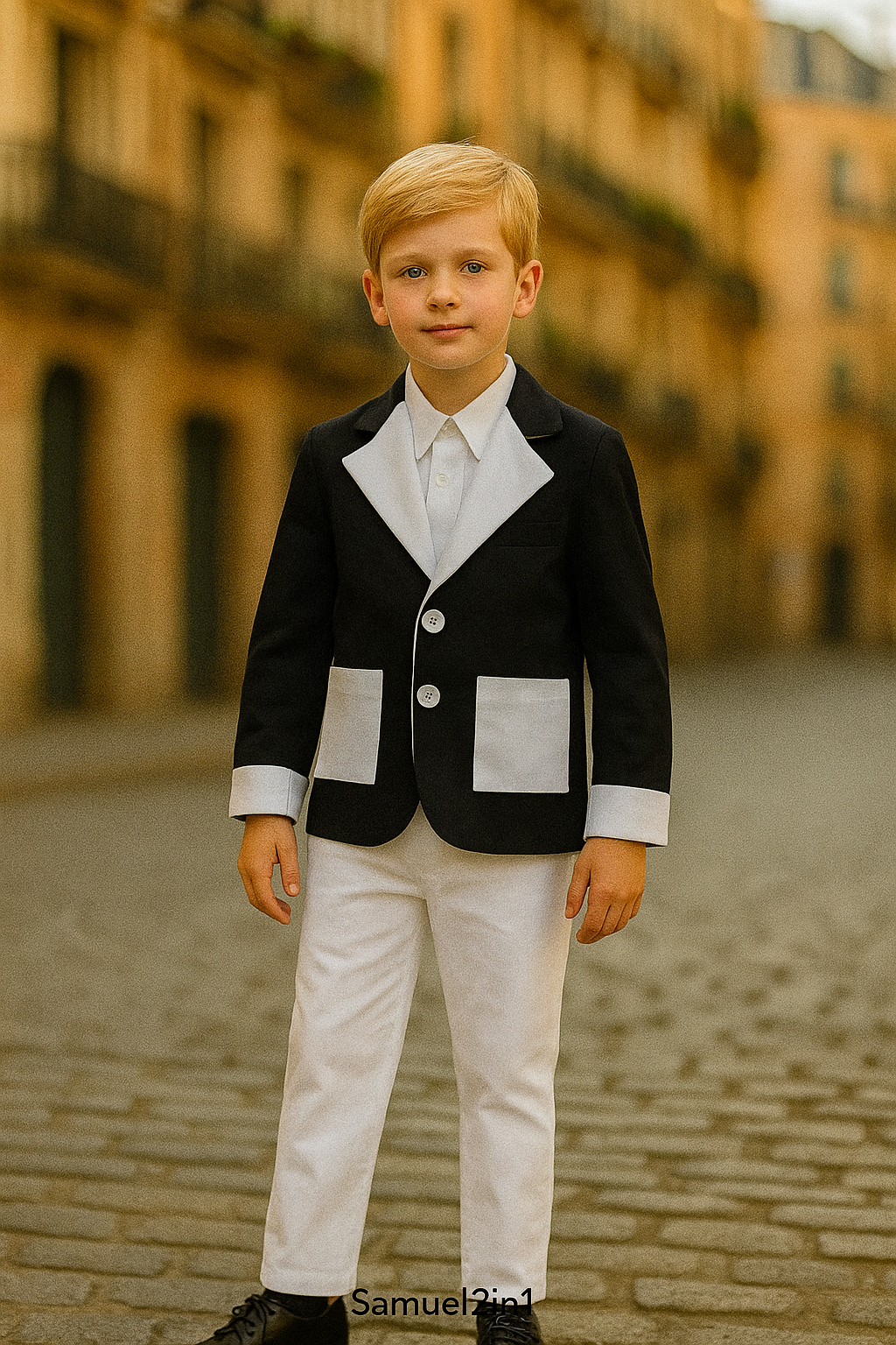 Kids Suit Rental - Black & White (Age 10-12)