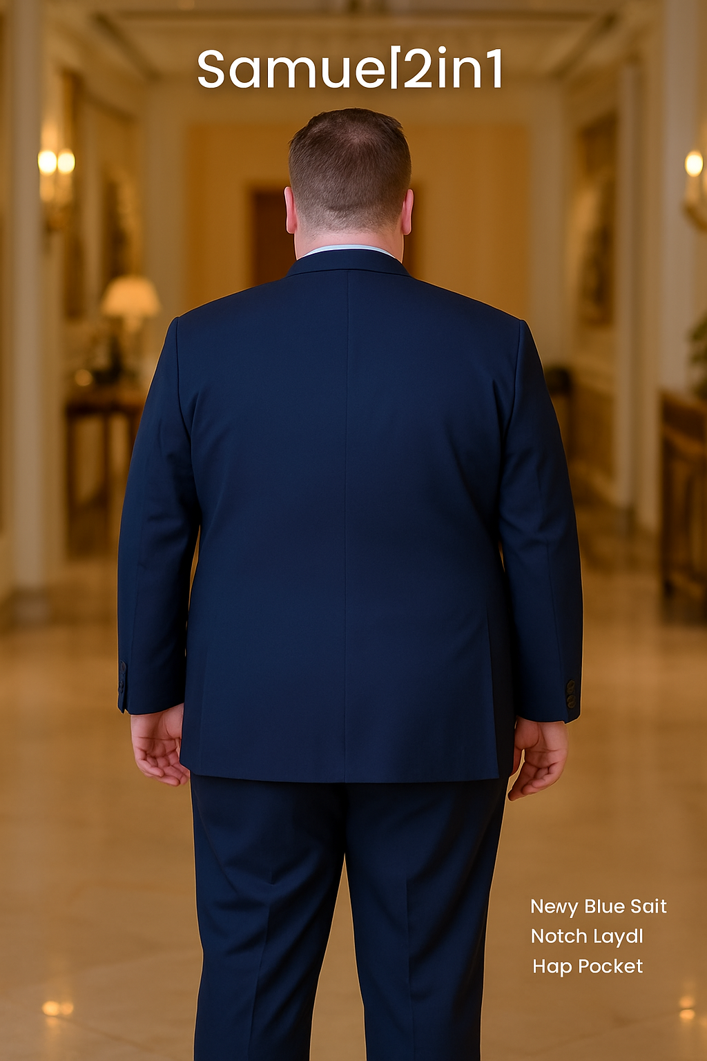 สูทเช่าตัดใหม่ สีกรม ไซส์ใหญ่ (3XL–6XL) Plus Size Suit – Navy (3XL–6XL Made-to-Order)