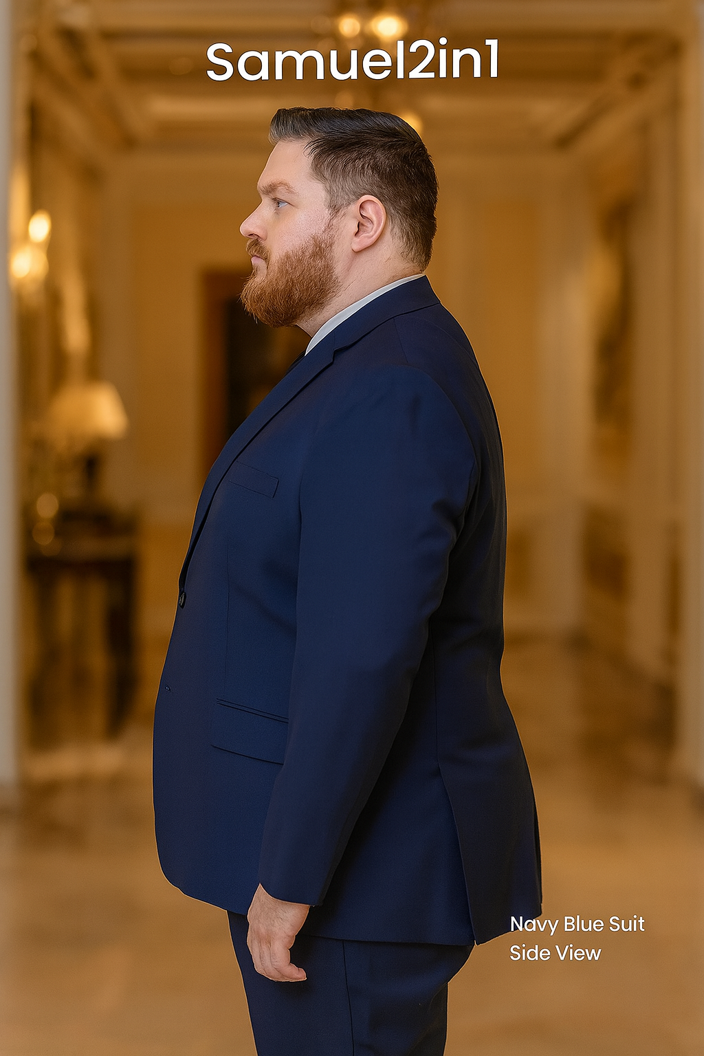 สูทเช่าตัดใหม่ สีกรม ไซส์ใหญ่ (3XL–6XL) Plus Size Suit – Navy (3XL–6XL Made-to-Order)