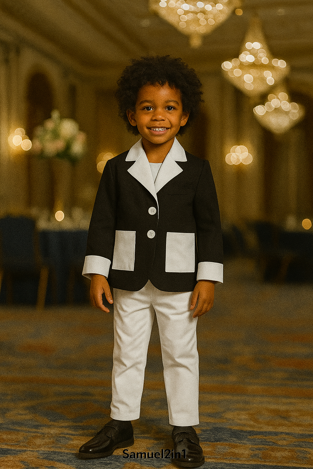 キッズスーツレンタル - 黒と白(10~12歳)