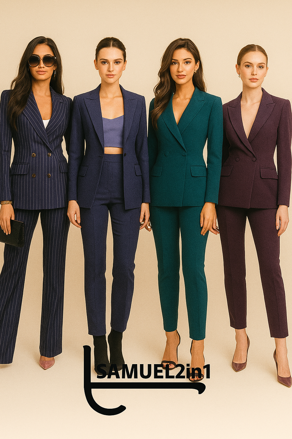 ชุดสูทคอลเลกชันลายใหม่ สีกรมท่า เขียวมรกต ม่วงไวน์ และลายทาง | Elegant Power Suits (Navy, Emerald, Wine, Stripe)