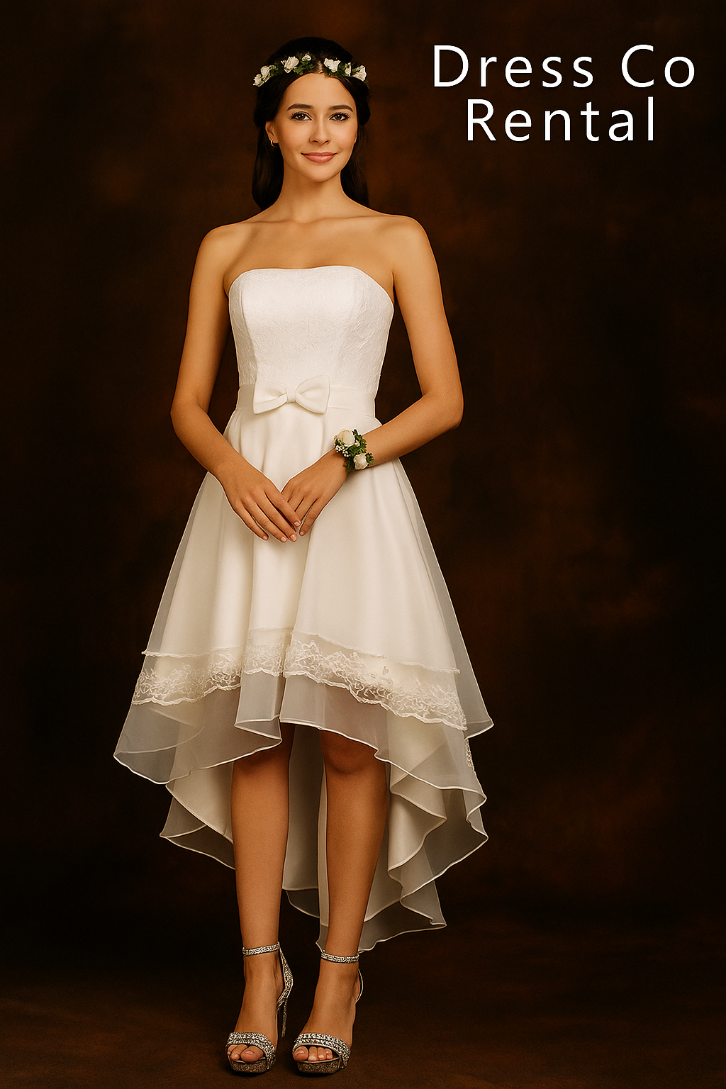 White Lace High-Low Dress
