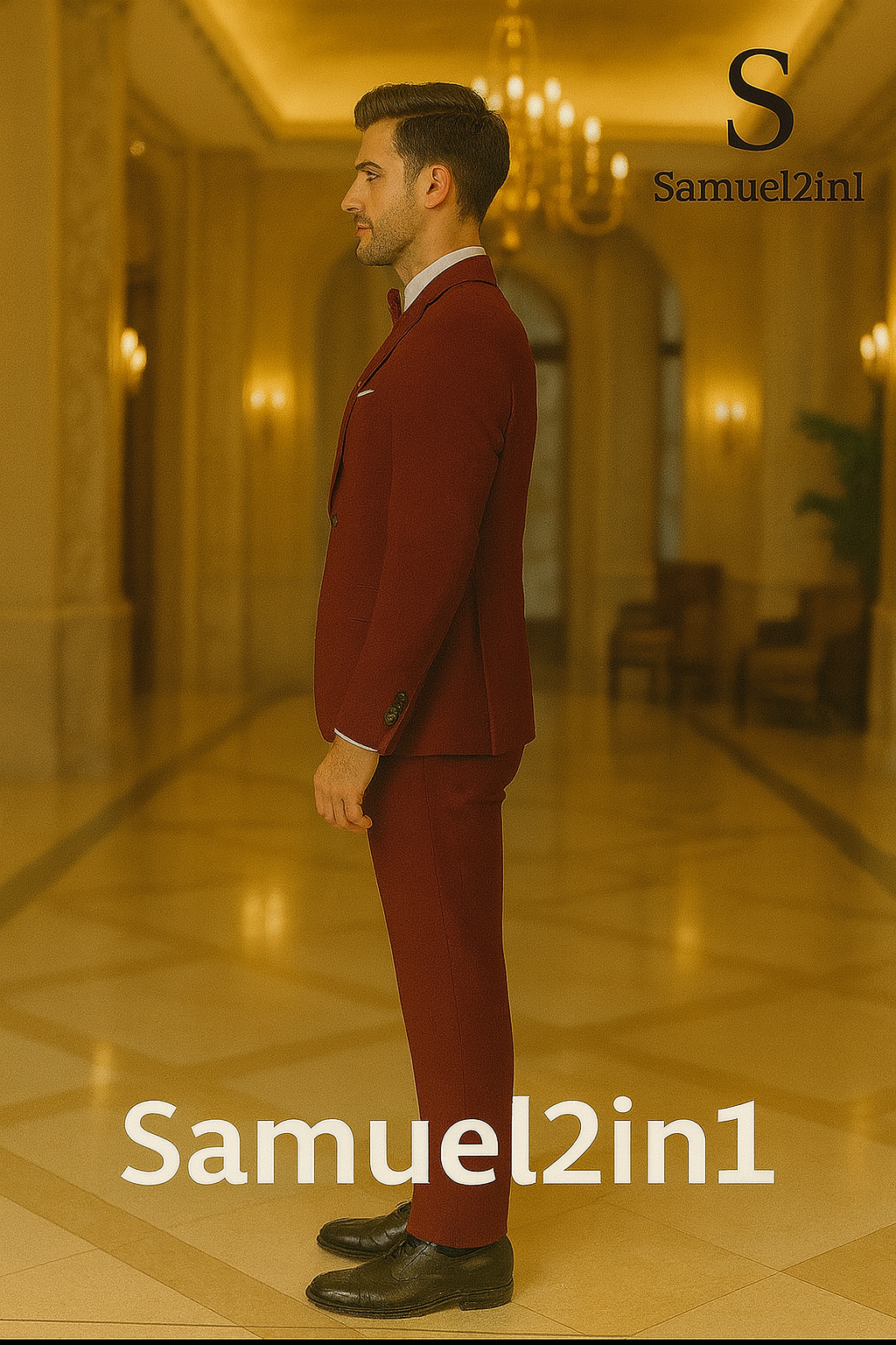 สูททักซิโด้สีแดงไวน์สุดหรู | Wine Red Tuxedo