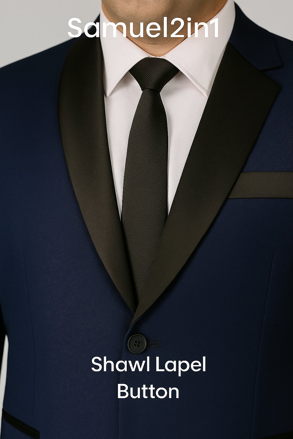 สูทเช่าตัดใหม่ สีกรม ไซส์ใหญ่ 3XL–6XL – คอปกซาติน Navy Plus-Size Suit (3XL–6XL) with Satin Lapel
