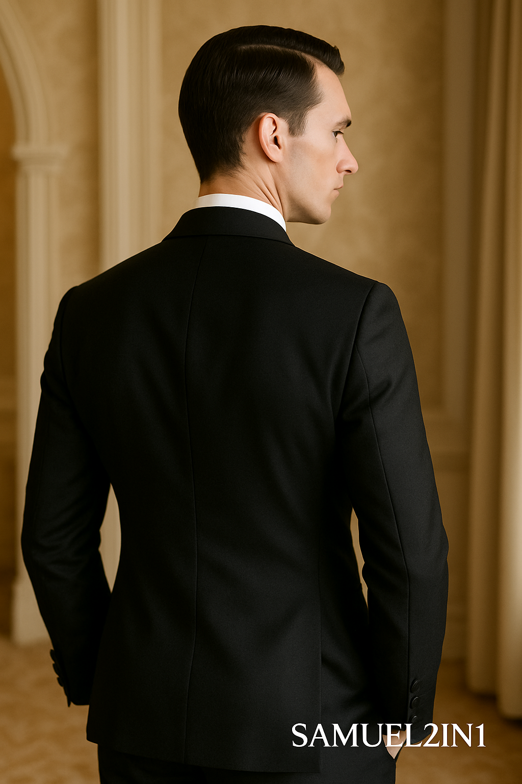 Slim Black Business Suit with Tie