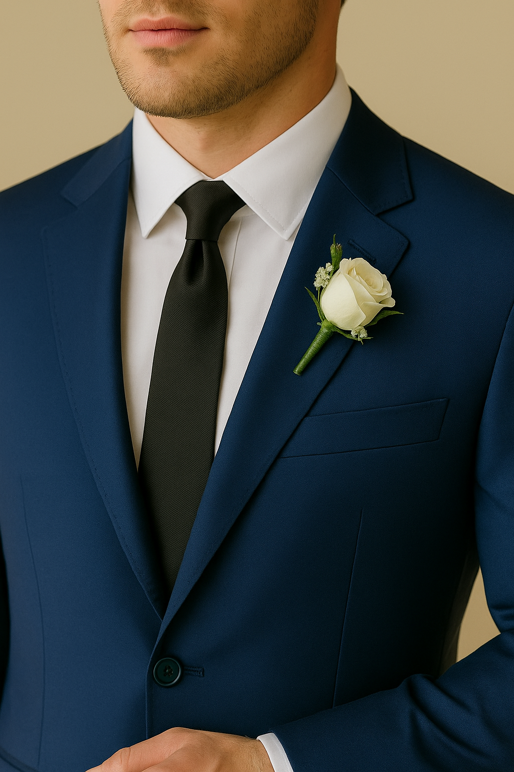 สูทเจ้าบ่าวเช่าตัดใหม่ สีกรมท่าคลาสสิก | Classic Navy Blue Groom Suit for Rent