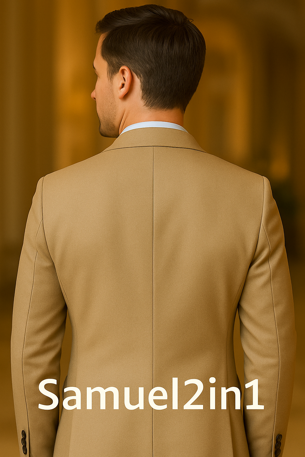 Beige Business Suit with Vest (3-Piece Set)