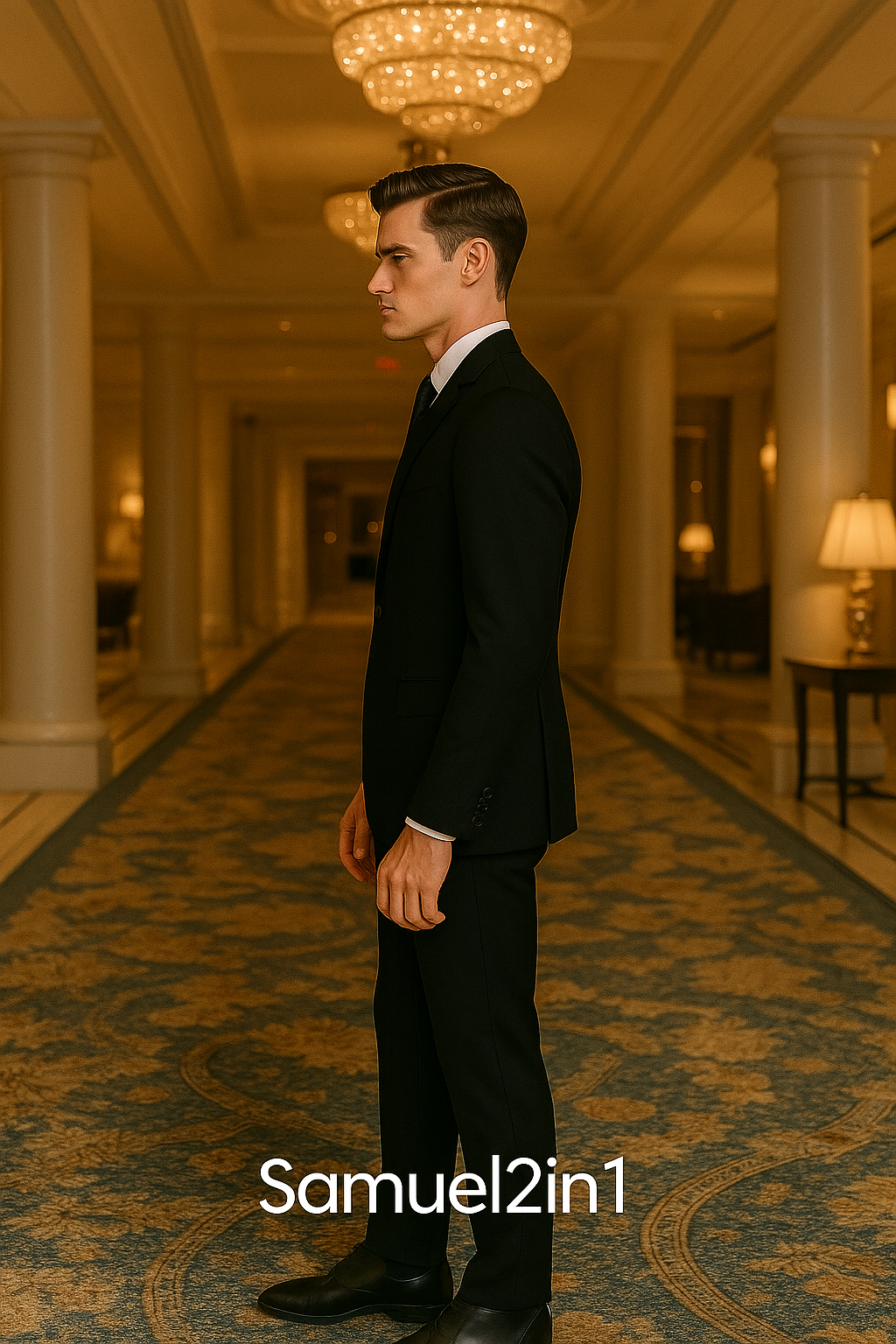 Double-Breasted Black Tuxedo with Satin Lapel