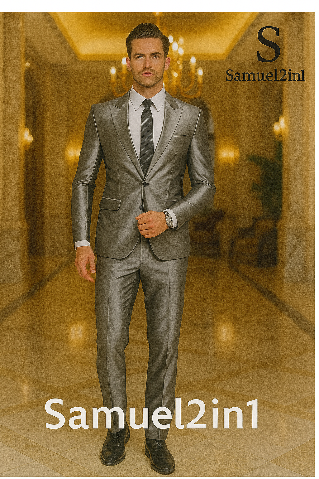 Metallic Gray Slim Suit