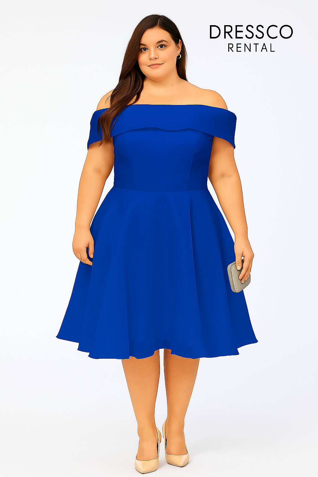 Royal Blue Chiffon Off-Shoulder Short Dress