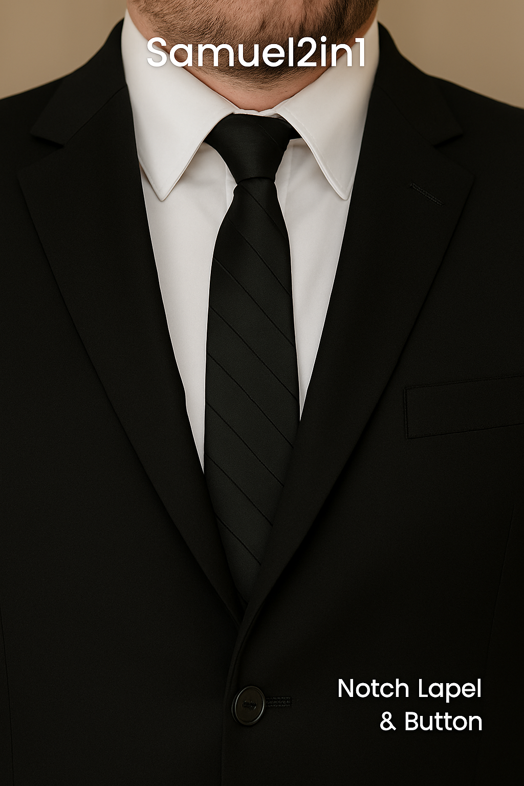 สูทเช่าตัดใหม่ สีดำ ไซส์ใหญ่ (3XL–6XL) Plus Size Made-to-Rent Suit – Black (3XL–6XL)