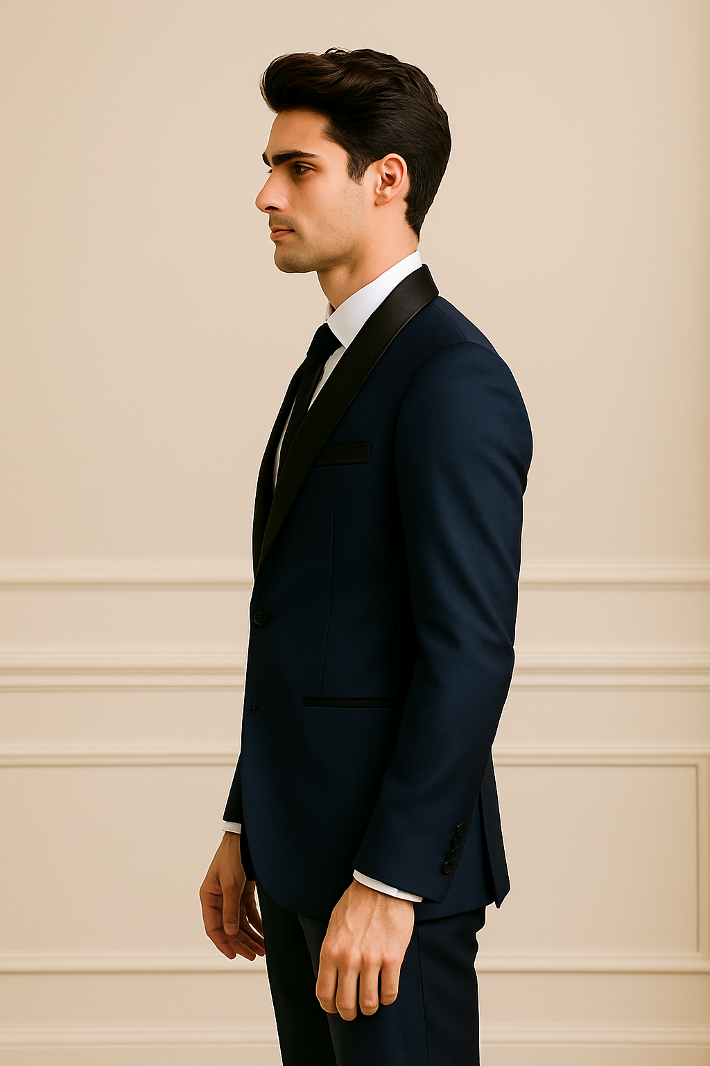 Samuel2in1 Navy Blue Double-Breasted Peak Lapel Suit