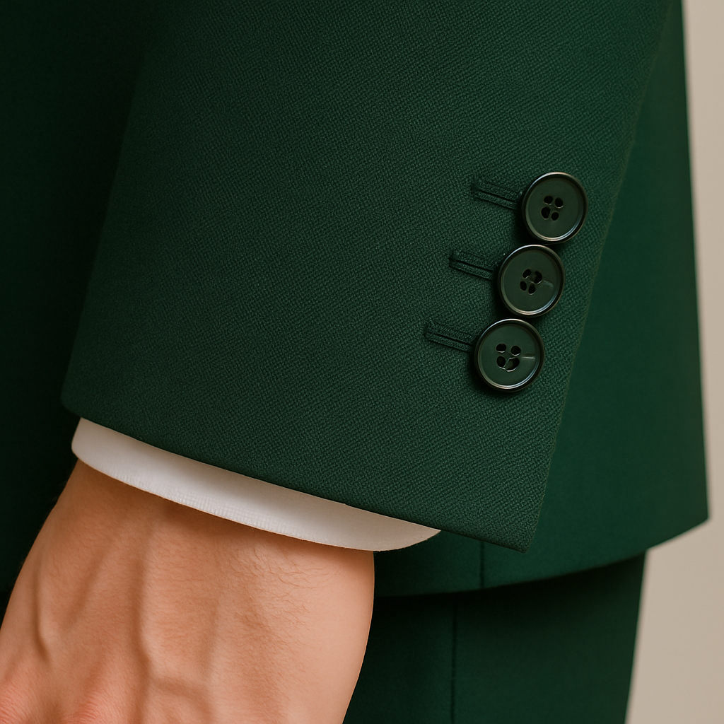 สูทเจ้าบ่าวเช่าตัดใหม่ สีเขียวเข้มทรงหรู | Emerald Green Groom Suit for Rent