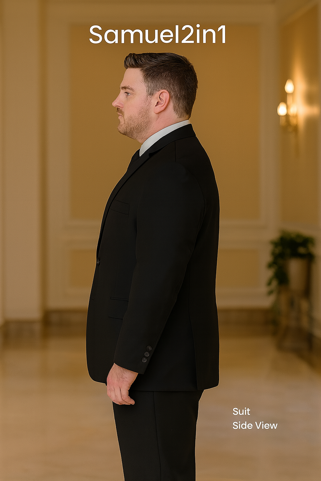 สูทเช่าตัดใหม่ สีดำ ไซส์ใหญ่ (3XL–6XL) Plus Size Made-to-Rent Suit – Black (3XL–6XL)
