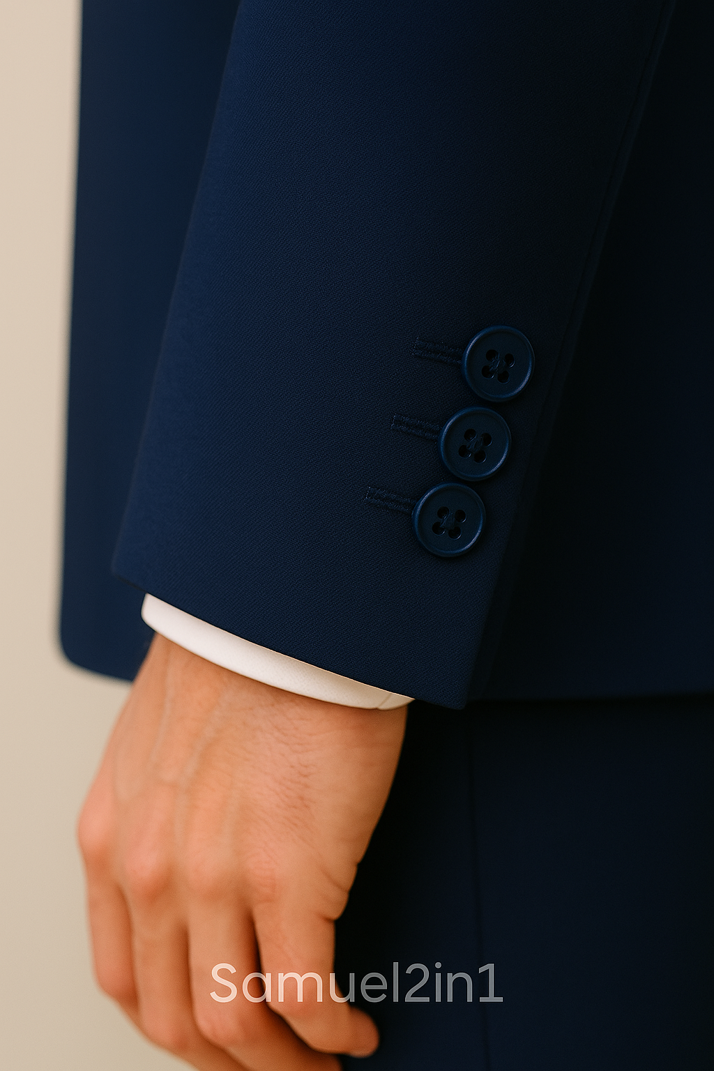 Samuel2in1 Navy Blue Suit - Chinese Collar