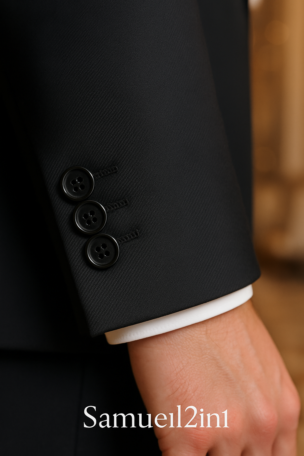 Slim Black Business Suit with Tie